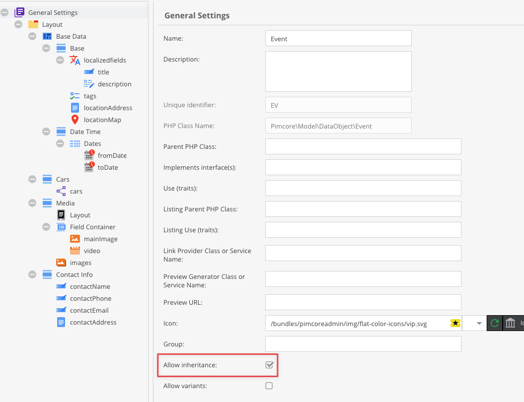 Наследство данных