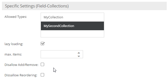 Конфигурация fieldcollection