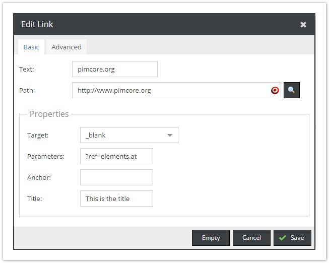 Поле Link