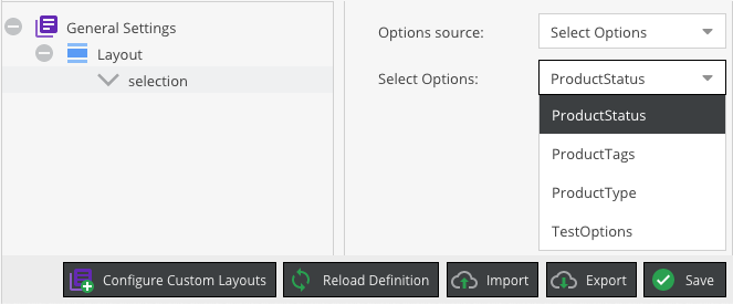 Конфигурация Select options