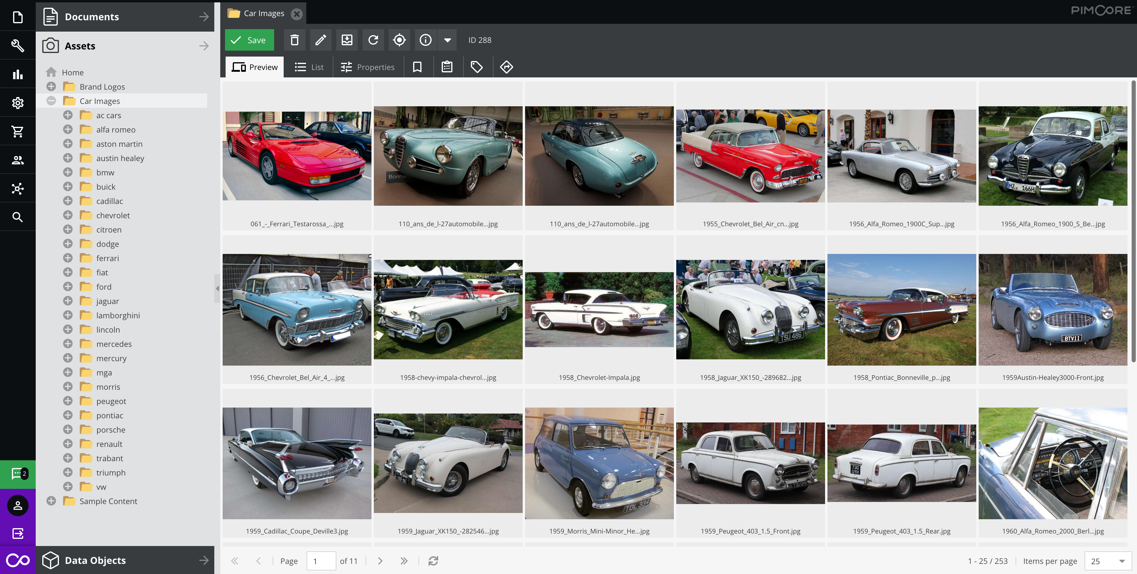Ассеты Pimcore