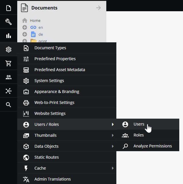 Вкладка «Пользователи/Роли»