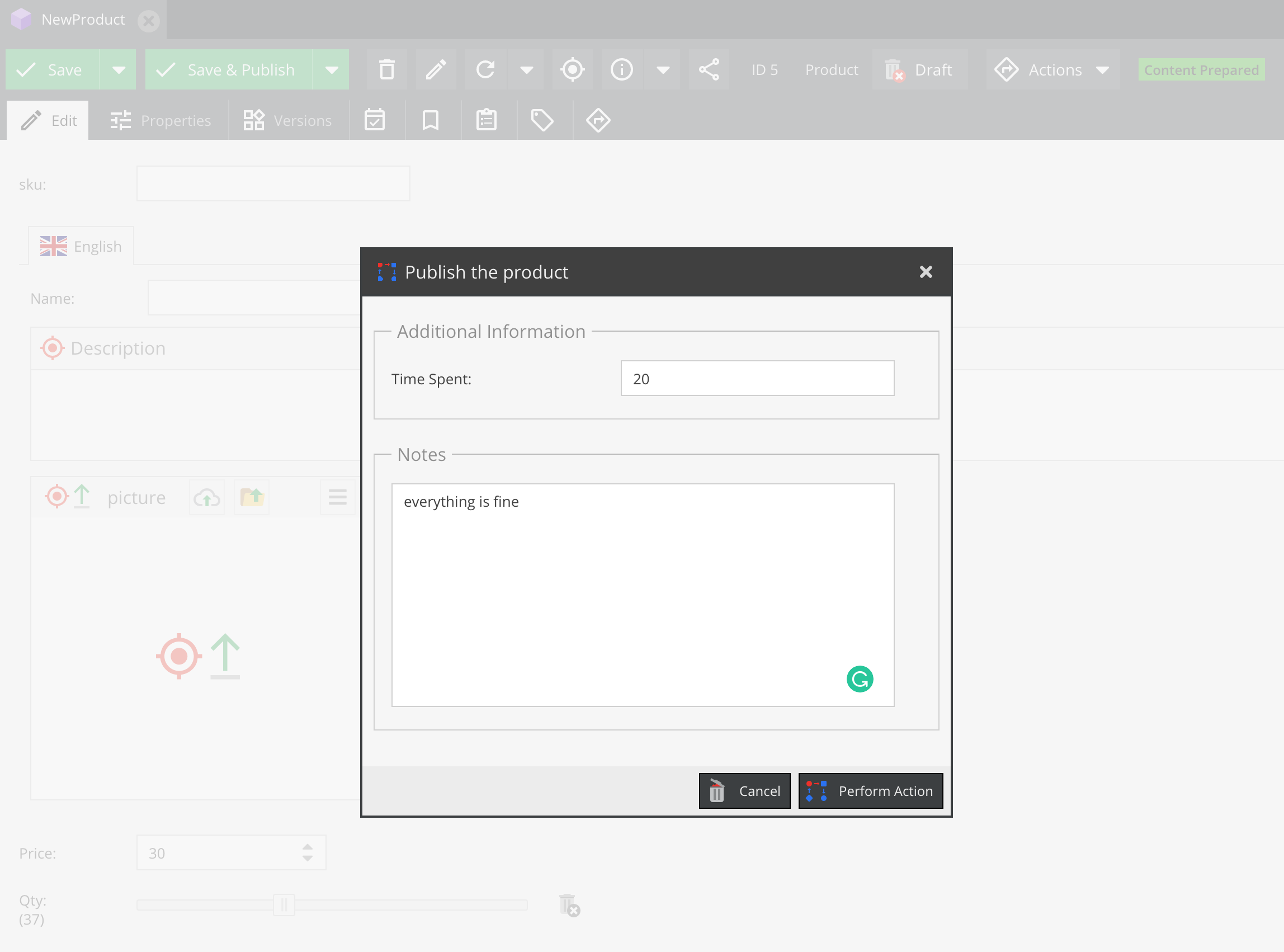 Публикация продукта