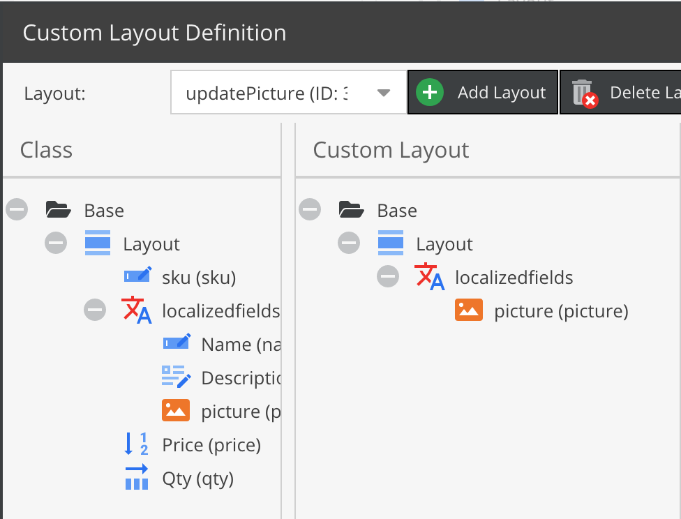 Пользовательский макет обновления изображения