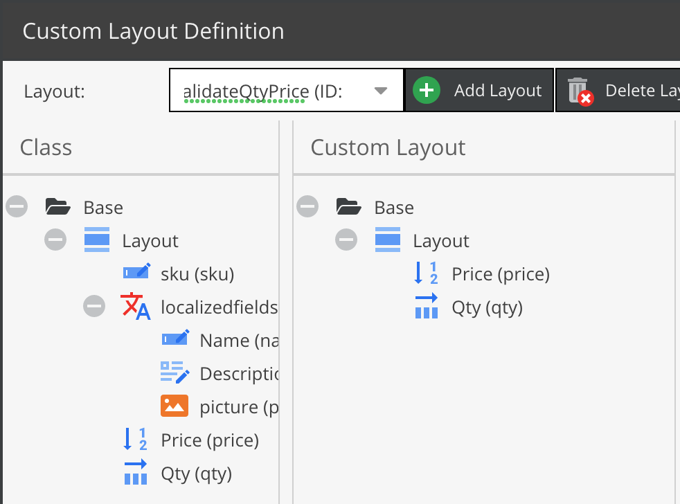 Пользовательский макет валидации количества и цены